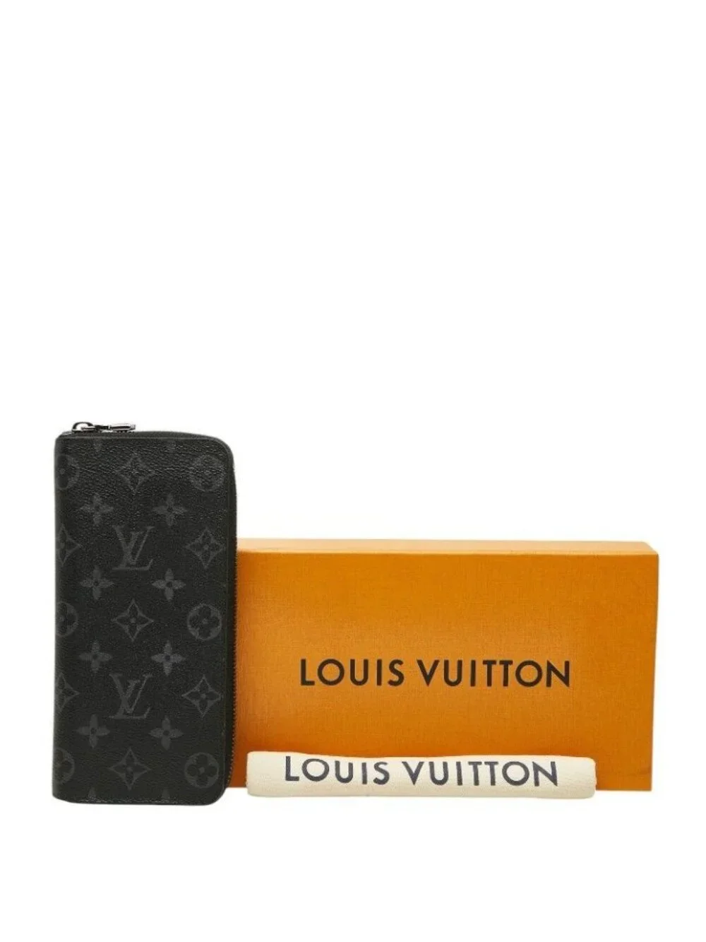 Louis Vuitton Monogram Eclipse Zippy Wallet Vertical Zip Around Black Gray